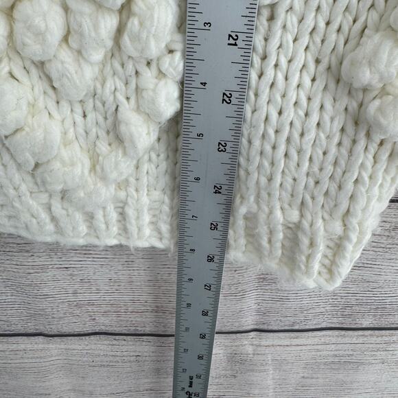Vici Pom Pom Open Front Cardigan Sweater Womens Medium Ivory White - Picture 7 of 7